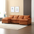 United We Win Modern Large Chenille Fabric U Shape Sectional Sofa Orange Boucle