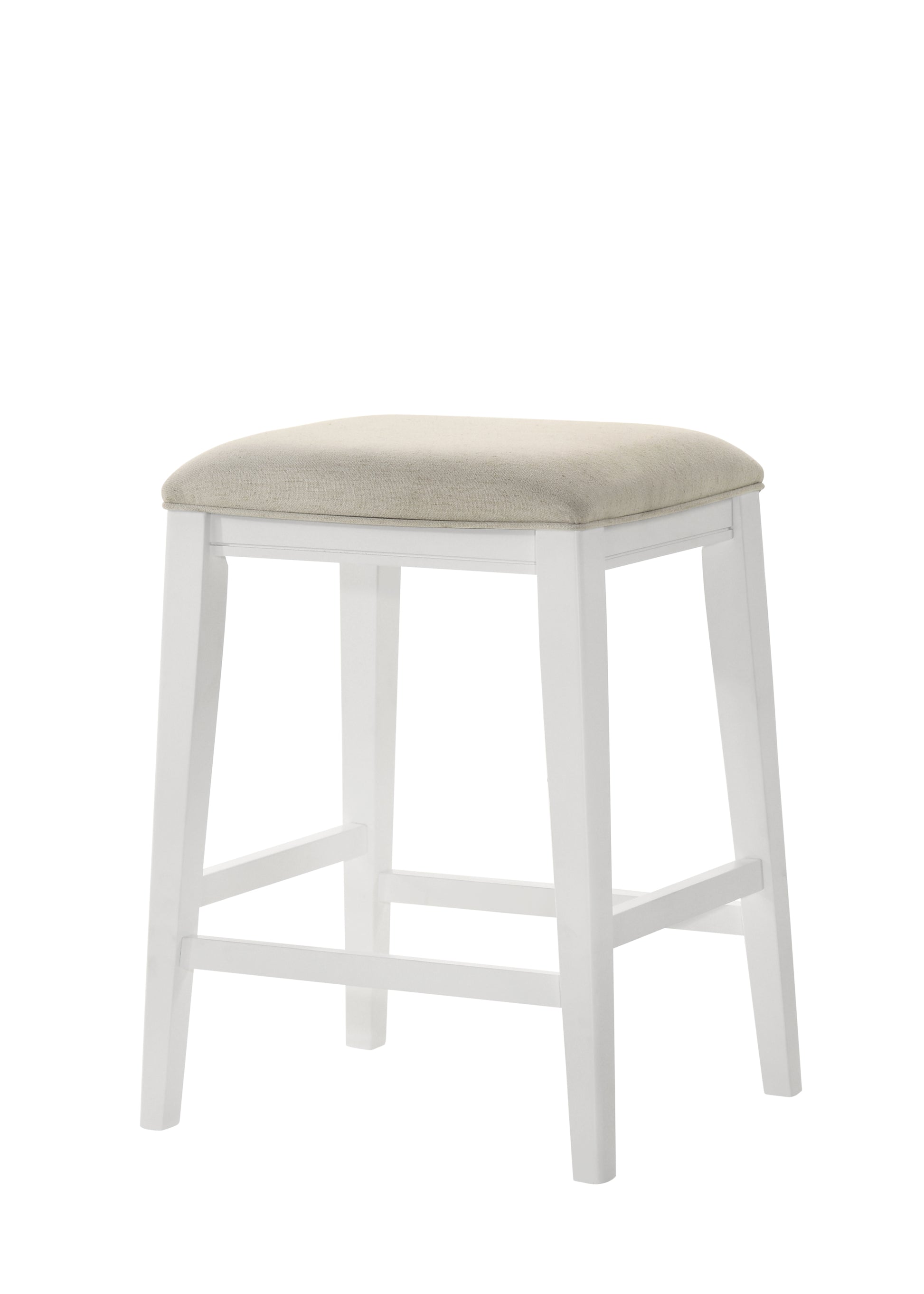 Sasha 17" White Counter Height Stool With Upholstered Seat White Wood