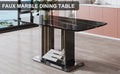 Dining Table. Black Imitation Marble Pattern Desktop. Black Mdf Table Legs, Gold Lines, Black Base. Suitable For Kitchen And Living Room 63