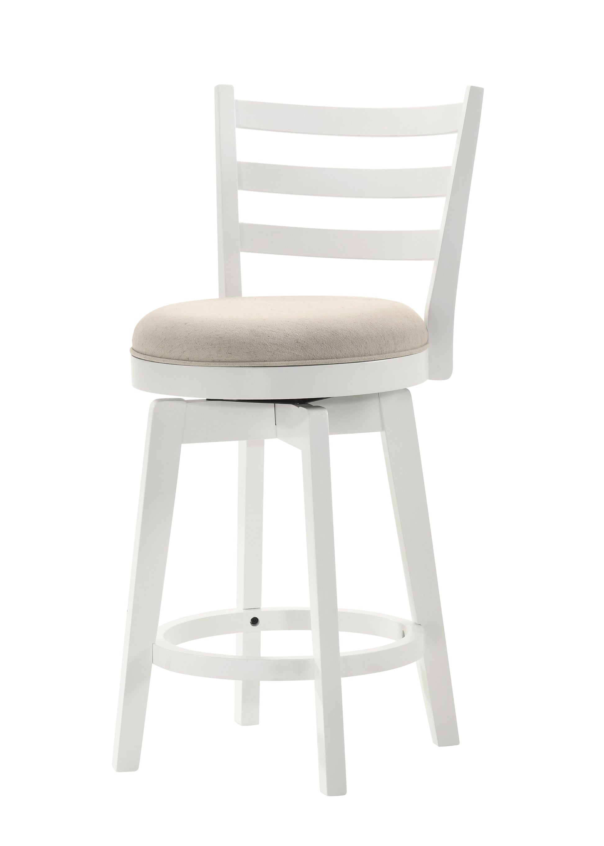 Joplin 20.5" White Ladder Back Counter Height Swivel Chair With Upholstered Seat White Wood