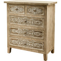 Hand Carved Accent Drawer With 5 Drawers Traditional Craftsman And Functionality Combined Antique Brown Wood