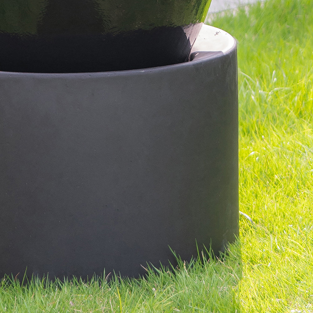 19.5X19.5X32.5" Heavy Outdoor Cement Fountain Black, Cute Unique Urn Design Water Feature For Home Garden, Lawn, Deck & Patio Black Garden & Outdoor Antique,Art Deco,Contemporary,Cute,Modern Cement