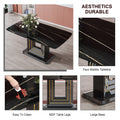 Dining Table. Black Imitation Marble Pattern Desktop. Black Mdf Table Legs, Gold Lines, Black Base. Suitable For Kitchen And Living Room 63