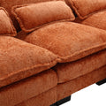 United We Win Modern Large Chenille Fabric U Shape Sectional Sofa Orange Boucle