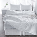4 Pcs Bedding Sets Queen, Premium Linen Bedding Sheets & Pillowcases, Queen Bedding Sets, White Bedding Sheet & Pillowcase Sets White Linen Linen
