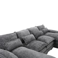 United We Win Modern Large Chenille Fabric U Shape Sectional Sofa Gray Boucle