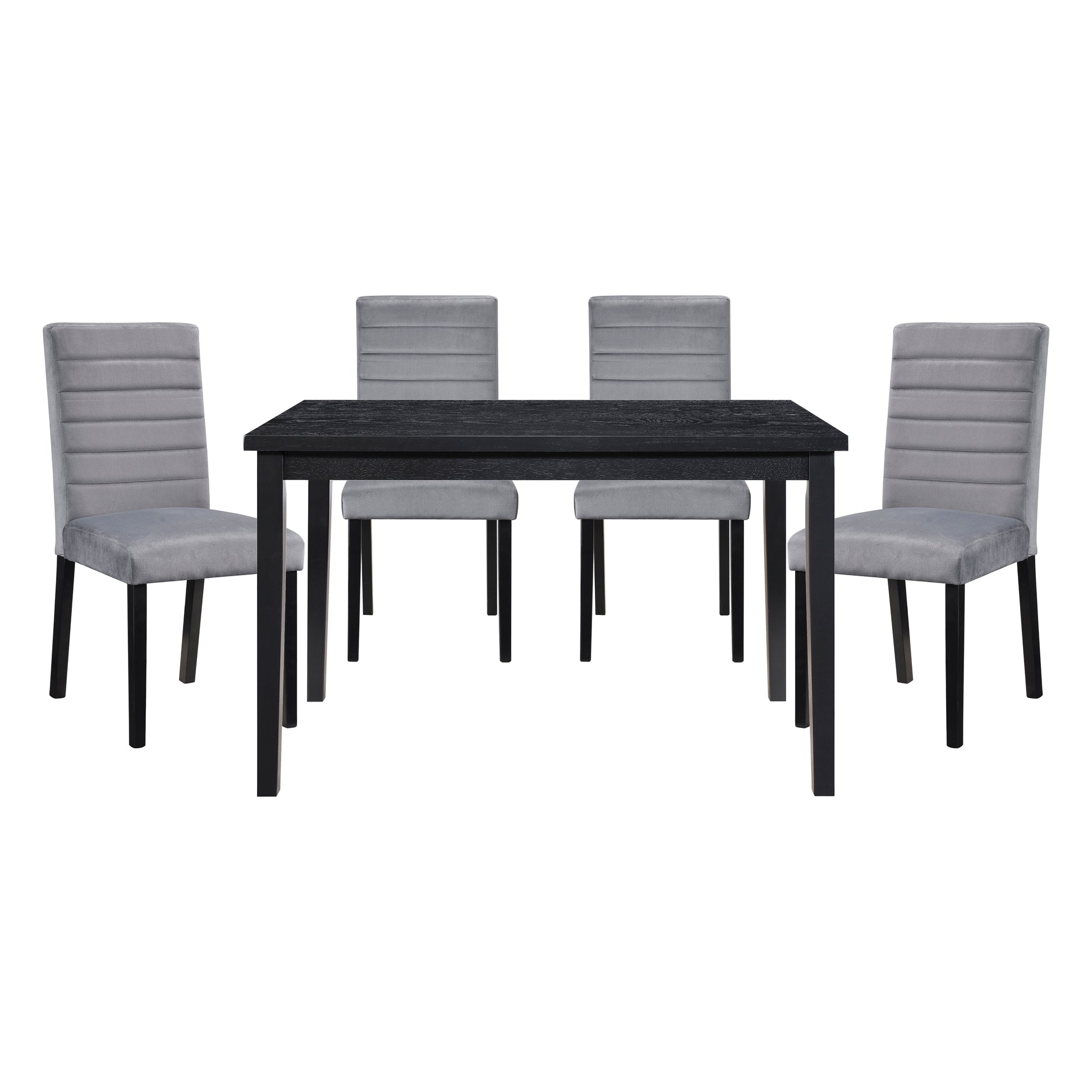 Gray Velvet Upholstered Side Chairs Set Of 2Pc Black Finish Wood Frame Casual Dining Room Furniture Black Dining Room Casual Side Chair Wood