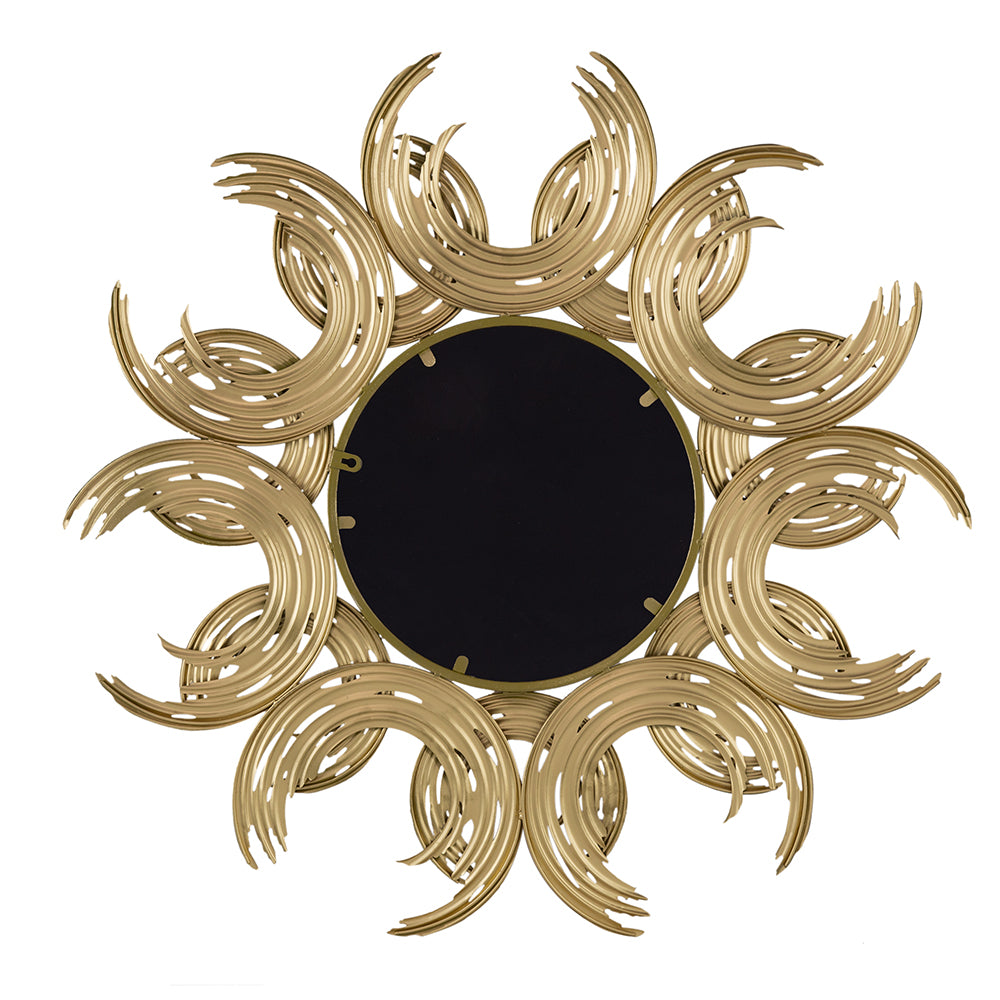 38" Sunburst Metal Decorative Mirror With Gold Finish, Boho Wall Decor Sun Mirror For Living Room Bathroom Enterway Gold Iron