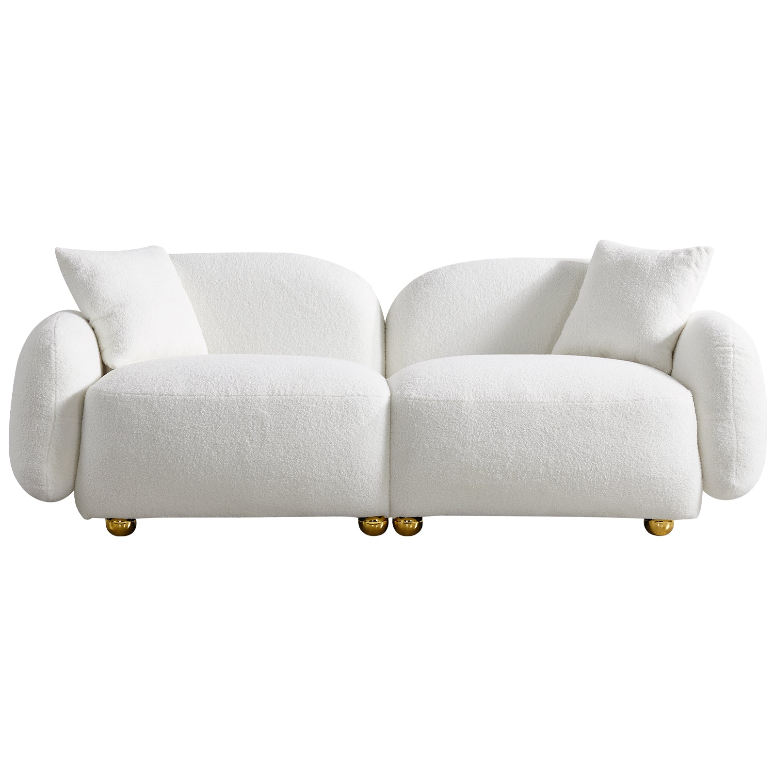 77.95" Cozy Teddy Fabric Sofa Luxurious Plush Upholstered Couch For Ultimate Comfort And Style White Teddy 3 Seat