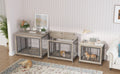 Furniture Style Dog Crate Side Table On Wheels With Double Doors And Lift Top. Grey, 43.7'' W X 30'' D X 31.1'' H. Grey Particle Board