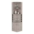 Bar Cabinet Papprika, 8 Wine Cubbies, Double Door, Light Gray Finish Light Gray Particle Board