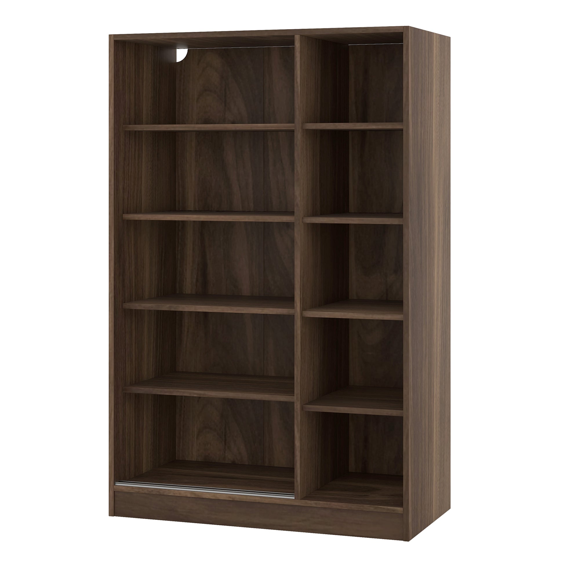 3 Door Shutter Wardrobe With Shelves, Walnut Sliding Walnut Shelf Bedroom Shelf Contemporary 3 Mdf