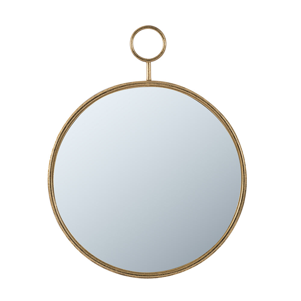 22" x 28" Circle Wall Mirror with Gold Iron Frame gold-iron