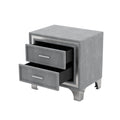 2 Drawer Nightstand With Metal Legs For Bedroom, Mid Century Nightstand Fully Assembled Except Legs And Handles,Velvet Bedside Table Gray Gray Velvet