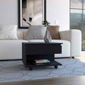 Lift Top Coffee Table Mercuri, Casters, Black Wengue Finish Black Particle Board