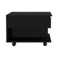 Lift Top Coffee Table Mercuri, Casters, Black Wengue Finish Black Particle Board