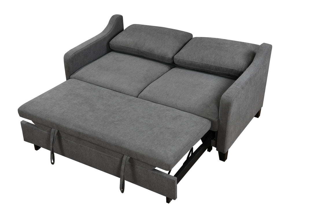 69" 3 In 1 Convertible Queen Sleeper Sofa Bed, Modern Fabric Loveseat Futon Sofa Couch W Pullout Bed, Beautiful Seat Lounge Sofa W Reclining Backrest, Furniture For Living Room, Dark Grey Espresso Wood Primary Living Space Extra Heavy Duty Eucalyptus 3