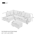 Orisfur. Reversible Sectional Sofa Space Saving With Storage Ottoman Rivet Ornament L Shape Couch For Large Space Dorm Apartment Light Grey Foam Linen 5 Seat