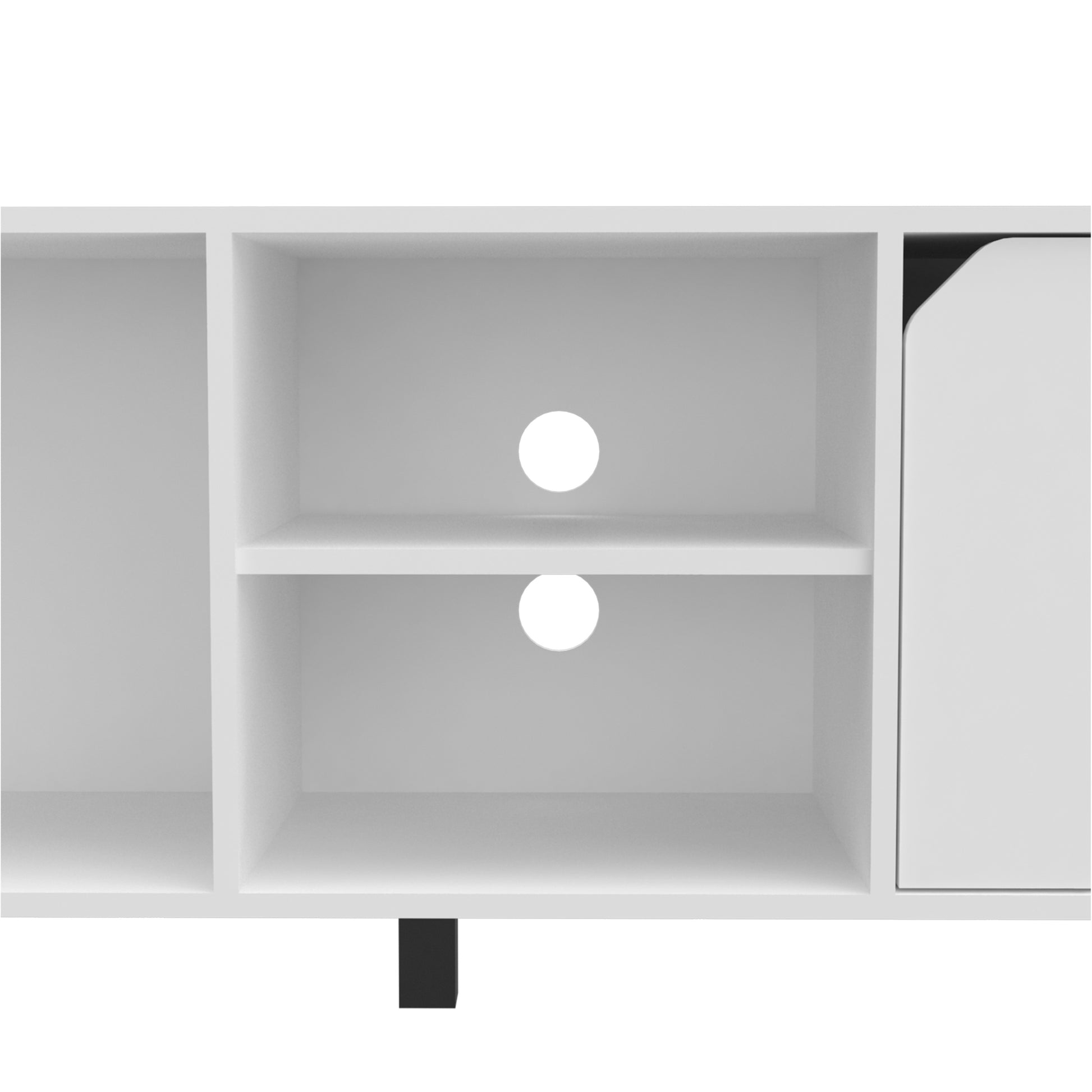 Tv Stand For Tv S Up 70" Estocolmo, Four Open Shelves, White Finish White 50 59 Inches Particle Board