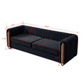 Contemporary Velvet Sofa Couch 84.25''W For Living Room, Black Black Velvet Wood Primary Living Space Tufted Back Modern Rolled Arms Foam Velvet 2 Seat
