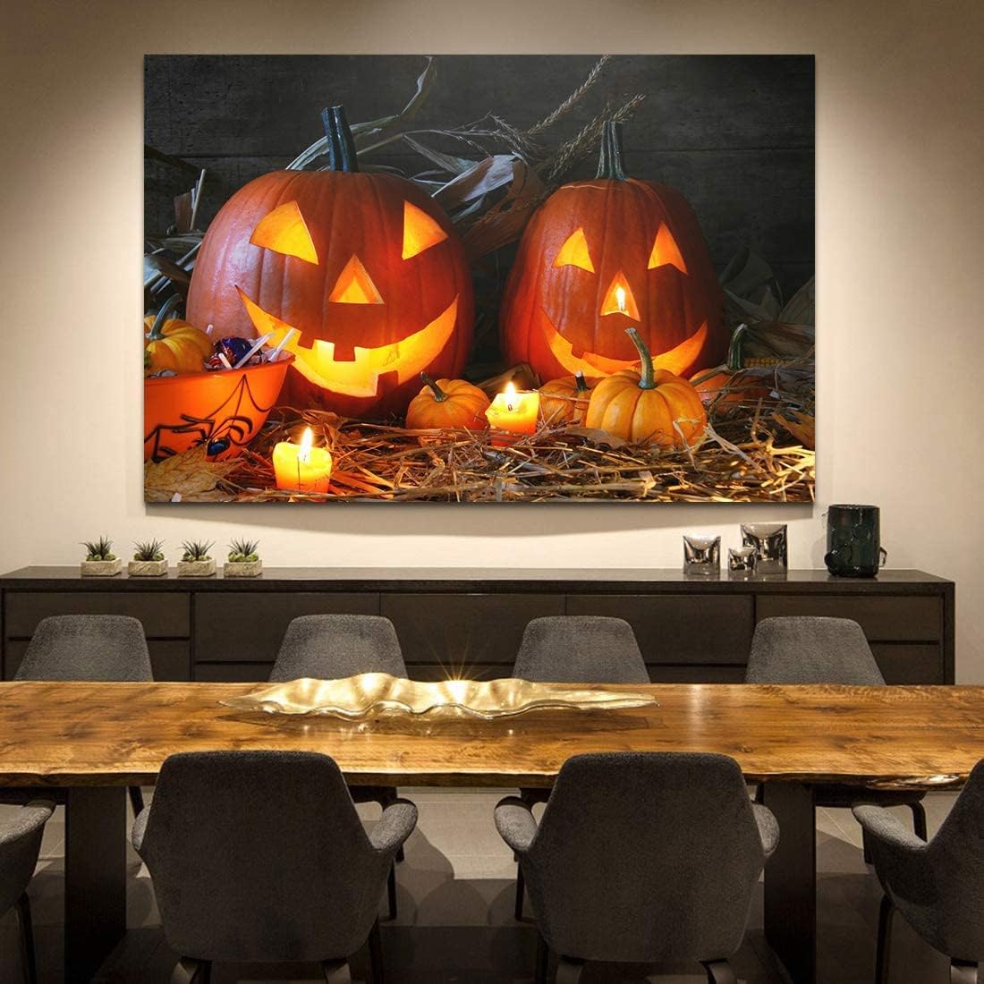 Drop Ping Framed Canvas Wall Art Decor Painting For Halloween, Witch In Haunted Grave Yard Painting For Halloween Gift, Decoration For Halloween Living Room, Bedroom Decor Ready To Hang Rectangle
