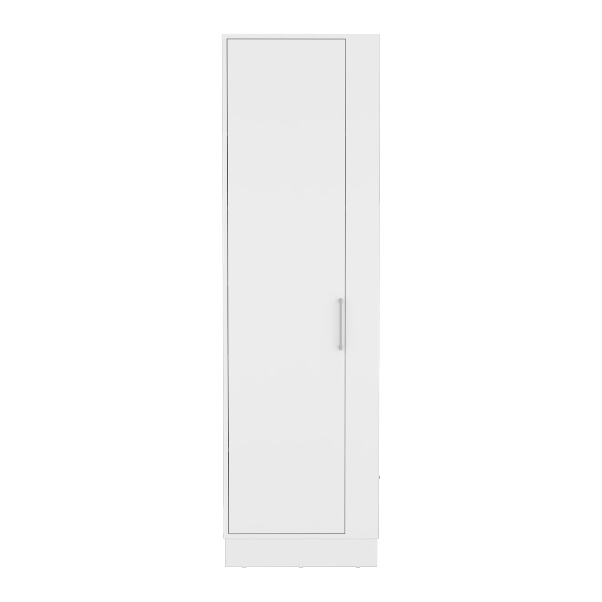 Storage Cabinet Manika, One Door And Shelves, White Finish White Particle Board