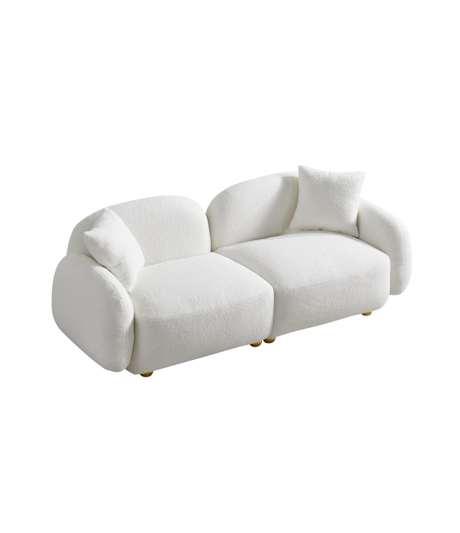 77.95" Cozy Teddy Fabric Sofa Luxurious Plush Upholstered Couch For Ultimate Comfort And Style White Teddy 3 Seat