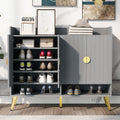 Shoe Cabinet With Doors, 11 Tier Shoe Storage Cabinet With Adjustable Shelves, Modern Wooden Shoes Shoe Storage Organizer For Entryway, Living Room, Hallway Matte Surface Gray Mdf