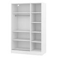 3 Door Shutter Wardrobe With Shelves, White Sliding White White Shelf Bedroom Shelf Contemporary 3 Mdf