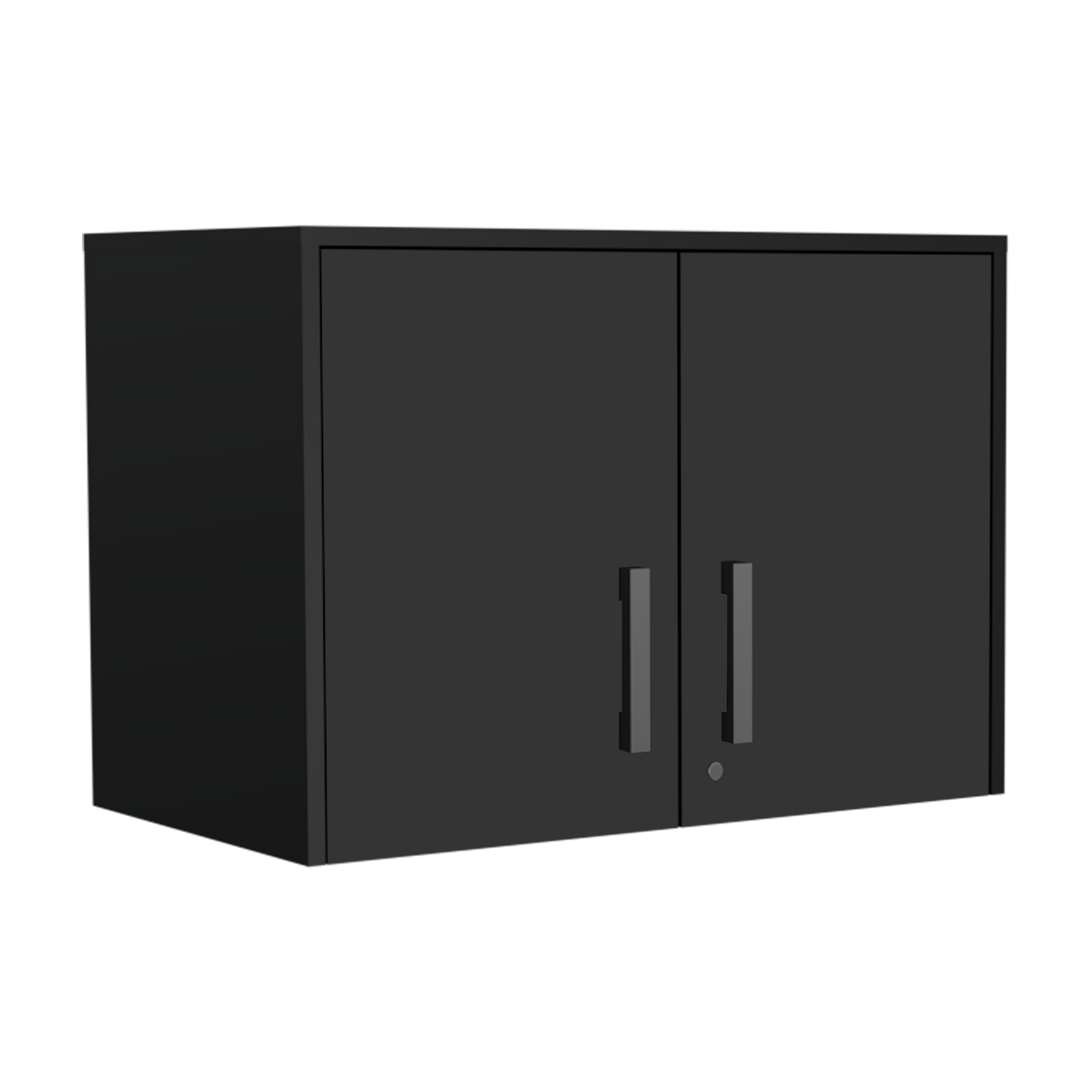 Wall Storage Cabinet Lions, 3 Shelves, Double Door, Black Wengue Finish Gray Particle Board