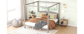 King Size Canopy Platform Bed With Headboard And Support Legs, Grey Wash Box Spring Not Required Grey Wood Pine