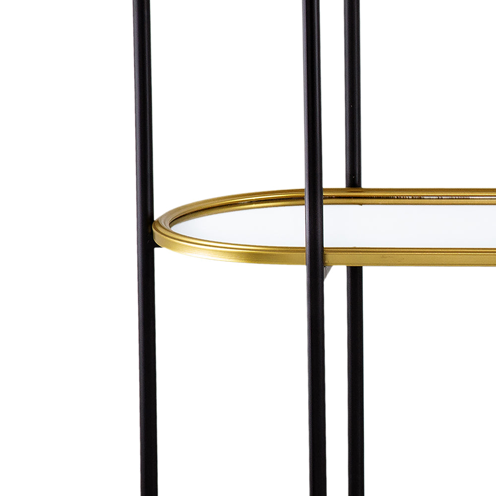 48.5X16.5X50" 3 Tier Metal Console Table, Black Gold Mirrored Shelf Golden Black Casual,Classic,Contemporary,Luxury,Modern Iron