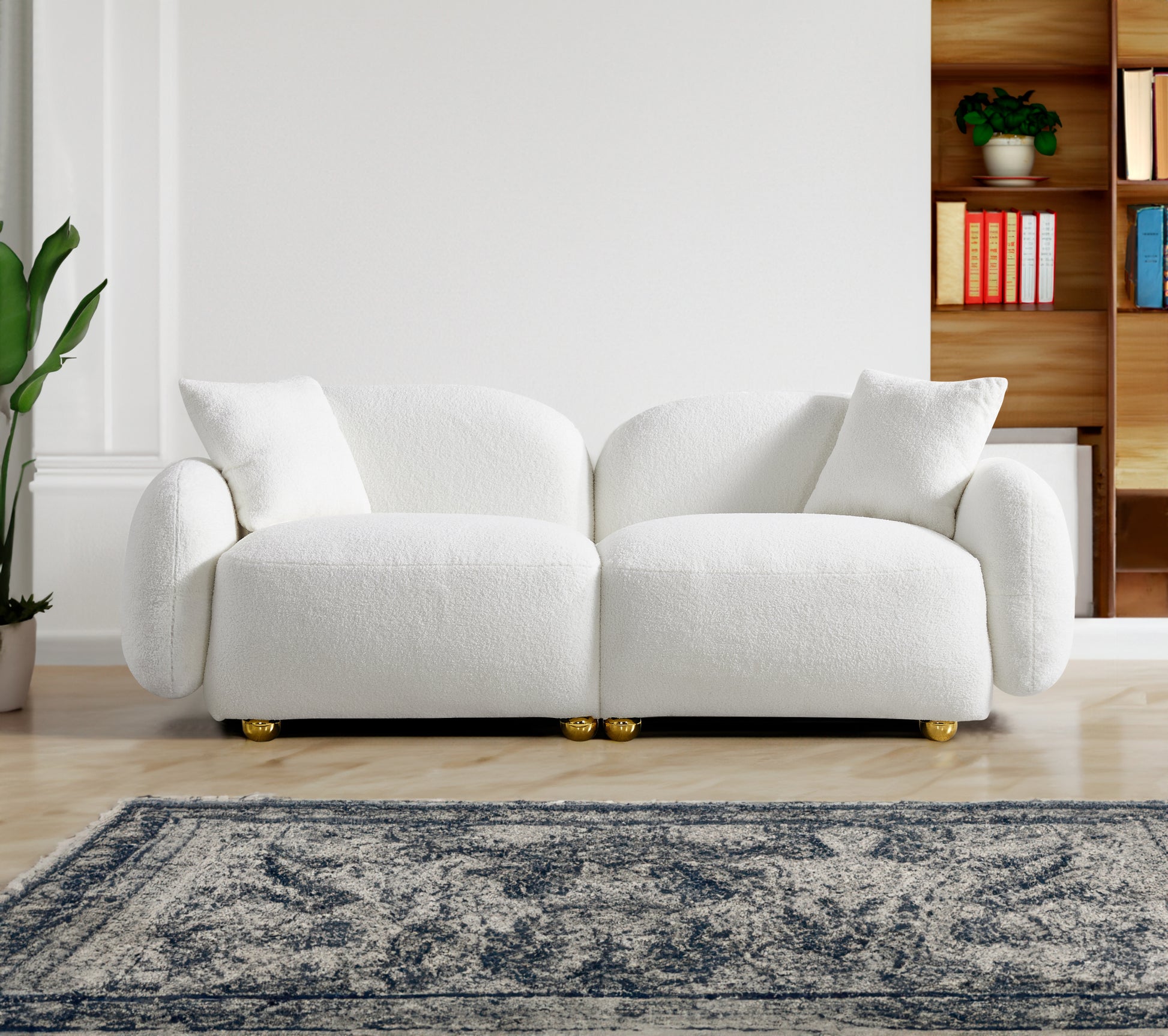 77.95" Cozy Teddy Fabric Sofa Luxurious Plush Upholstered Couch For Ultimate Comfort And Style White Teddy 3 Seat