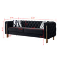 Chesterfield Modern Tufted Velvet Living Room Sofa, 84.25''W Couch,Black Black Velvet Wood Primary Living Space Tufted Back Modern Square Arms Foam Velvet 2 Seat