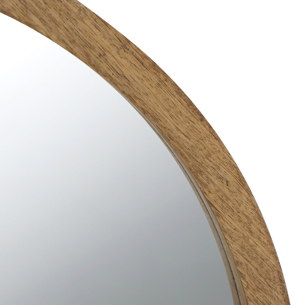 20" x 20" Circle Wall Mirror with Wooden Frame, Wall brown-wood+glass