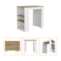 Kitchen Island Doyle, Three Side Shelves, White And Light Oak Finish White Particle Board