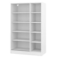 3 Door Shutter Wardrobe With Shelves, White Sliding White White Shelf Bedroom Shelf Contemporary 3 Mdf