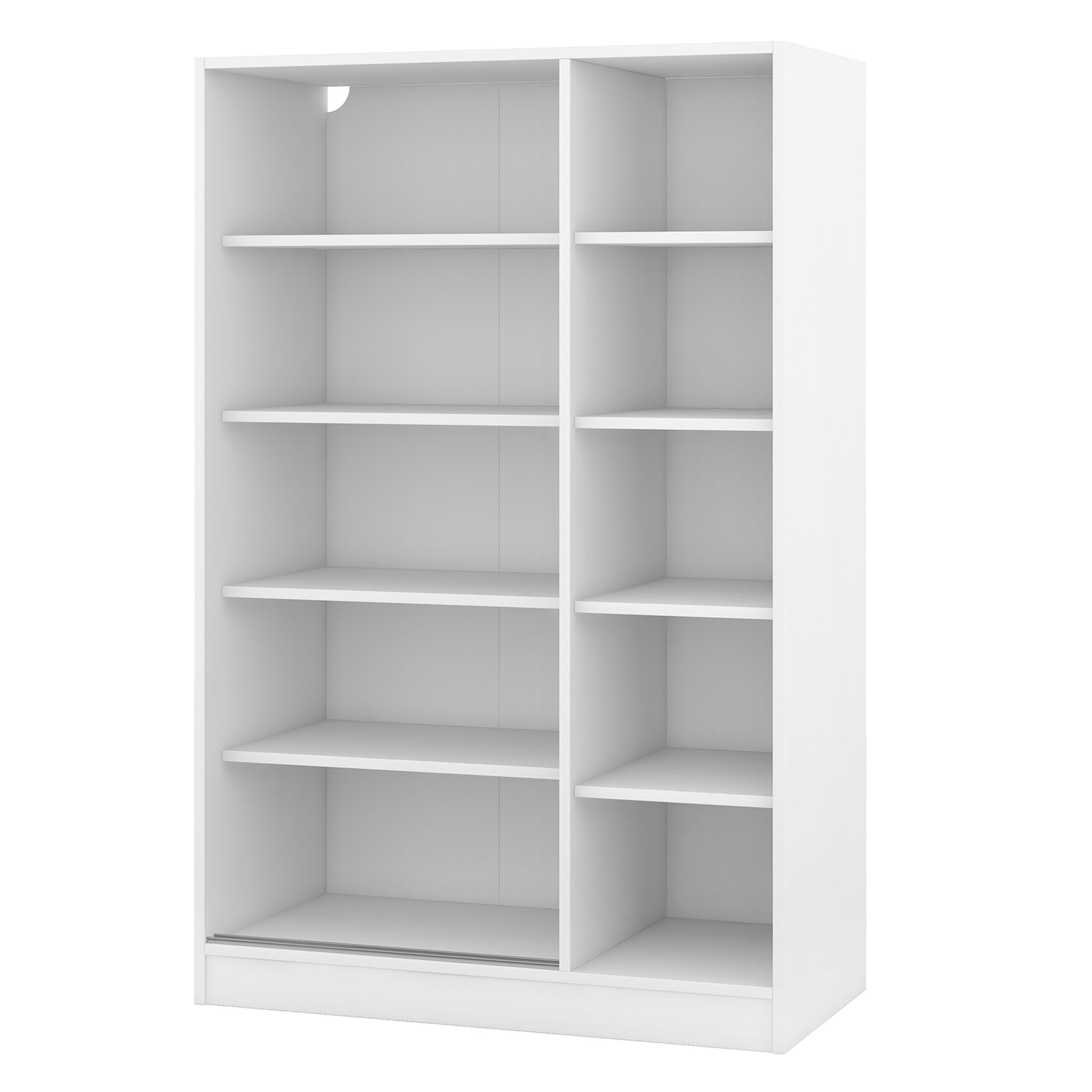 3 Door Shutter Wardrobe With Shelves, White Sliding White White Shelf Bedroom Shelf Contemporary 3 Mdf