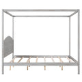 King Size Canopy Platform Bed With Headboard And Support Legs, Grey Wash Box Spring Not Required Grey Wood Pine