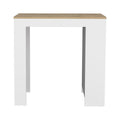 Kitchen Island Doyle, Three Side Shelves, White And Light Oak Finish White Particle Board