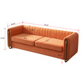 Contemporary Velvet Sofa Couch 84.25''W For Living Room, Orange Orange Velvet Wood Primary Living Space Tufted Back Modern Rolled Arms Foam Velvet 2 Seat