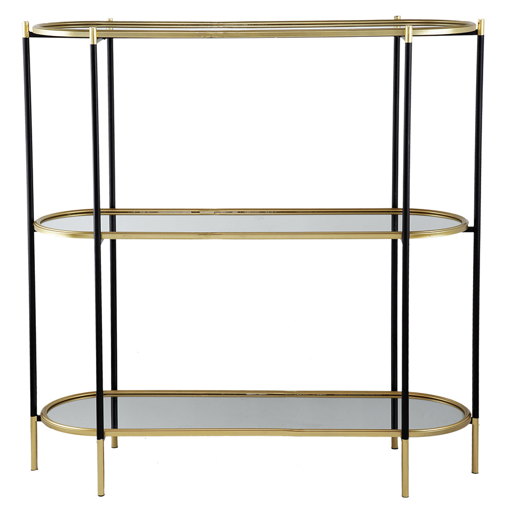 48.5X16.5X50" 3 Tier Metal Console Table, Black Gold Mirrored Shelf Golden Black Casual,Classic,Contemporary,Luxury,Modern Iron