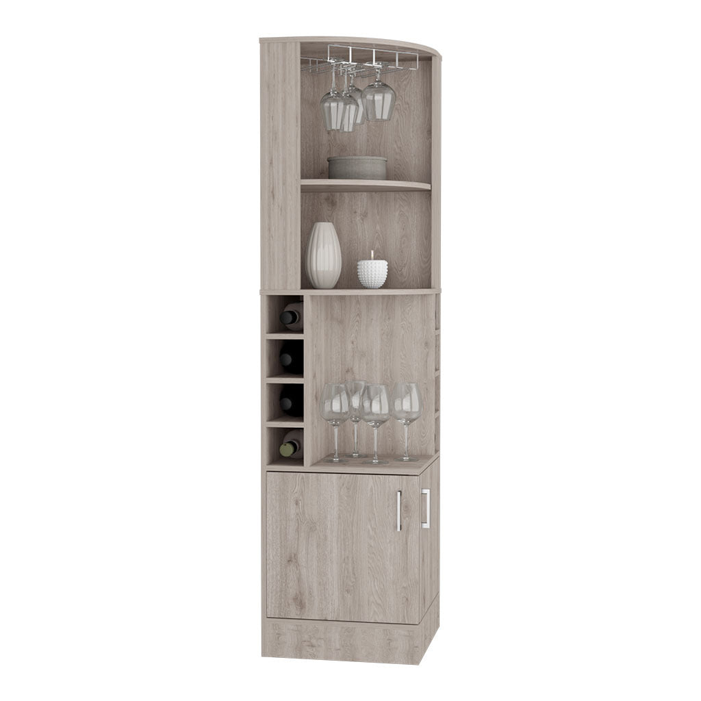 Bar Cabinet Papprika, 8 Wine Cubbies, Double Door, Light Gray Finish Light Gray Particle Board