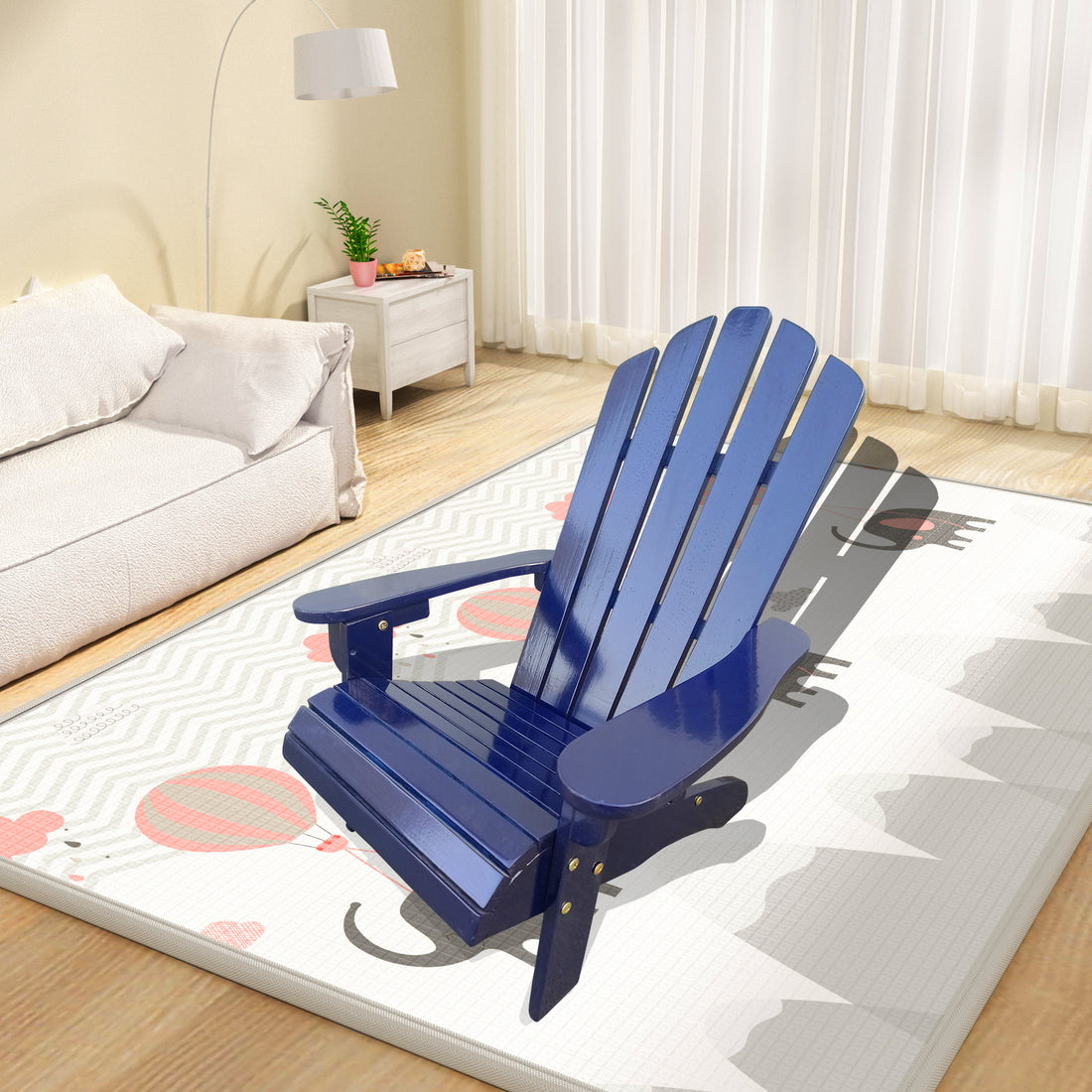 Outdoor Or Indoor Wood Children Adirondack Chair,Blue Blue Solid Wood