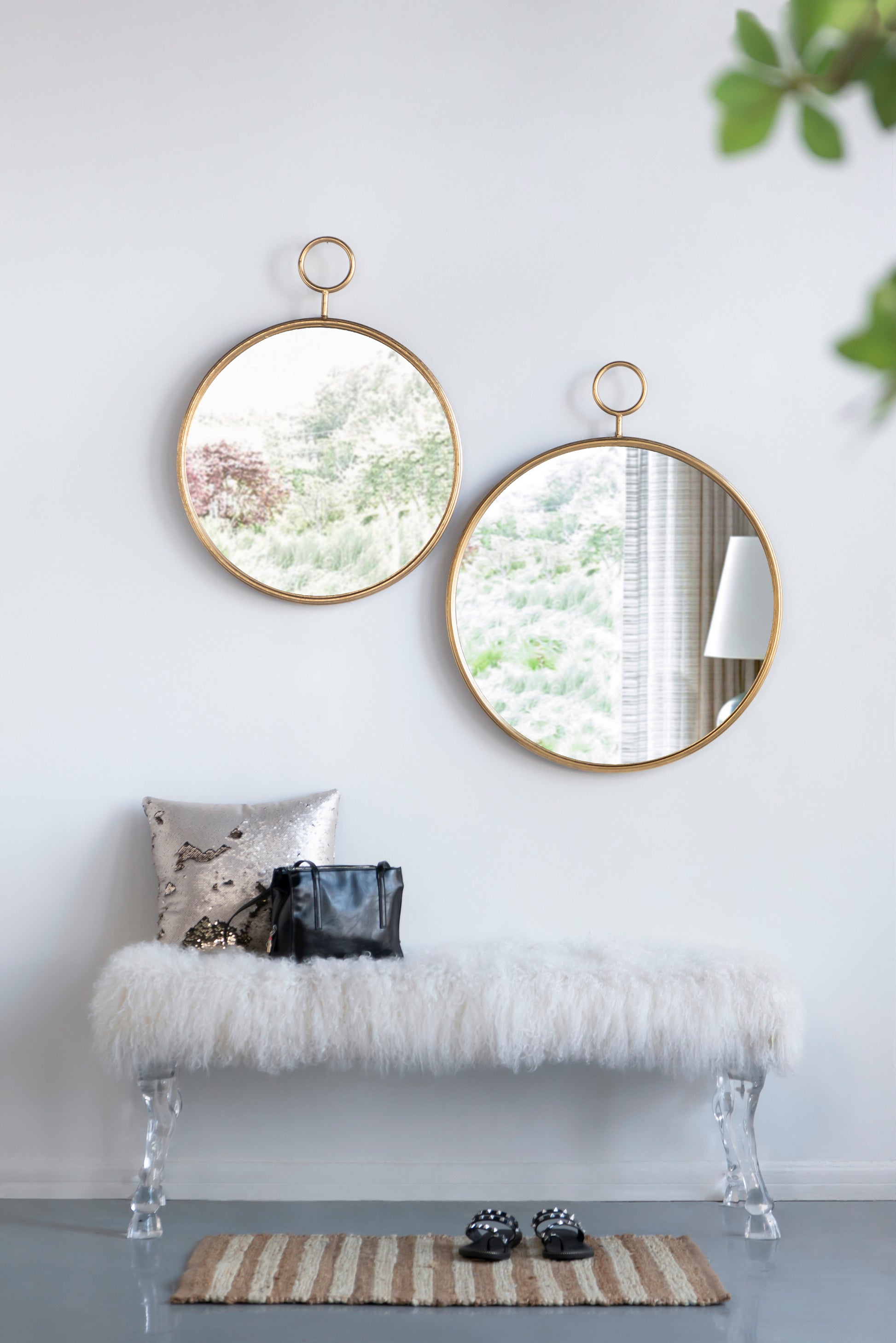 22" x 28" Circle Wall Mirror with Gold Iron Frame gold-iron