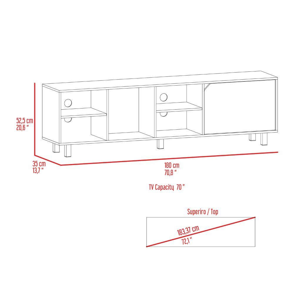 Tv Stand For Tv S Up 70" Estocolmo, Four Open Shelves, White Finish White 50 59 Inches Particle Board