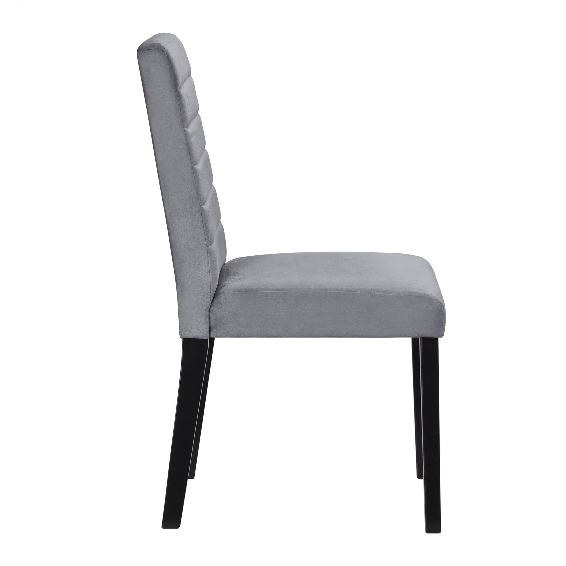 Gray Velvet Upholstered Side Chairs Set Of 2Pc Black Finish Wood Frame Casual Dining Room Furniture Black Dining Room Casual Side Chair Wood