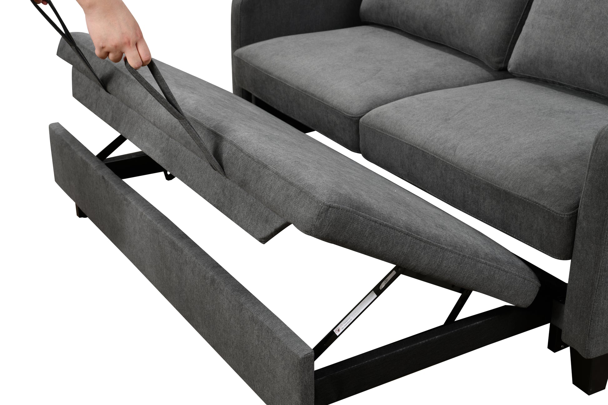 69" 3 In 1 Convertible Queen Sleeper Sofa Bed, Modern Fabric Loveseat Futon Sofa Couch W Pullout Bed, Beautiful Seat Lounge Sofa W Reclining Backrest, Furniture For Living Room, Dark Grey Espresso Wood Primary Living Space Extra Heavy Duty Eucalyptus 3