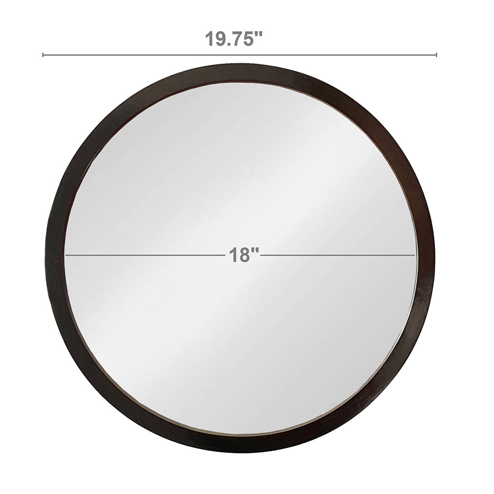 20" X 20" Circle Wall Mirror With Wooden Frame And Black Finish, Wall Mirror For Living Room, Dining Room, Foyer, Bathroom, Office Black Wood Glass