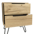 Nightstand Skyoner 2, Harpin Legs, Two Drawers, Light Oak Finish Light Oak Particle Board